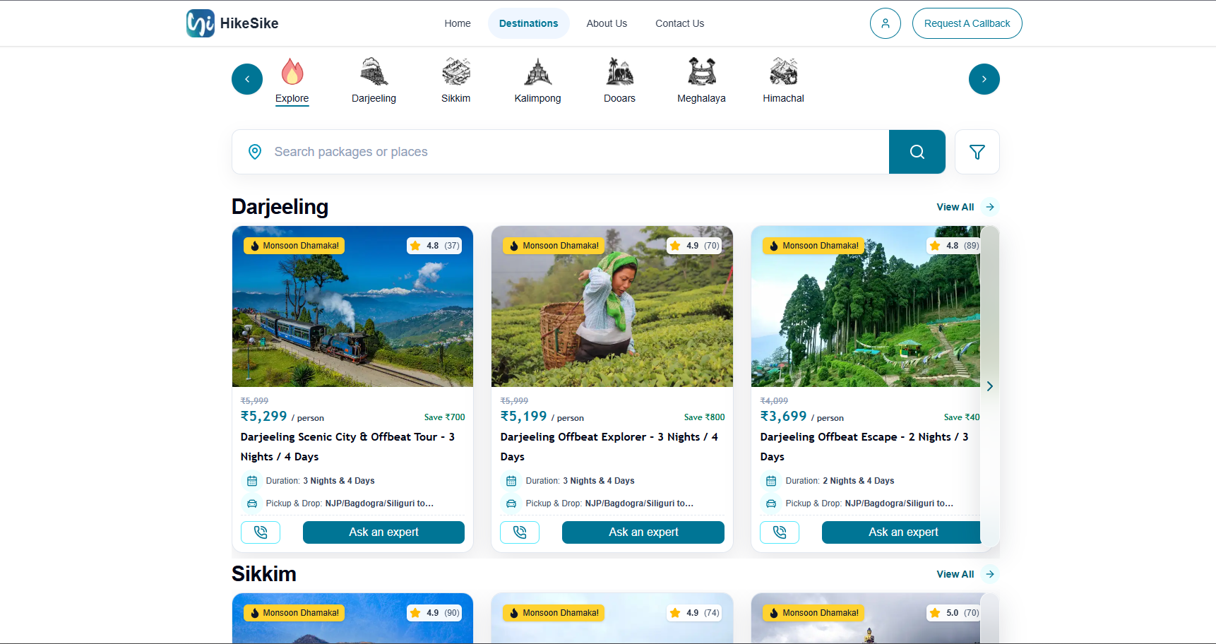 Outdoor travel and hiking website shown on desktop and mobile